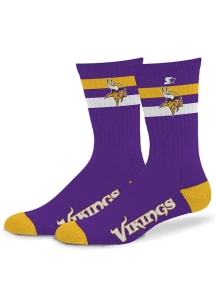 Minnesota Vikings Team Color Two Stripe Mens Crew Socks