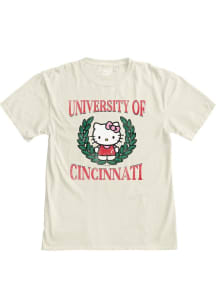 Blue 84 Cincinnati Bearcats Womens Ivory Hello Two Ways Short Sleeve T-Shirt