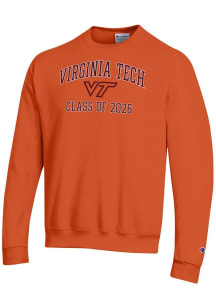 Champion Virginia Tech Hokies Mens Orange Font Class of 2026 Powerblend Long Sleeve Crew Sweatshir..