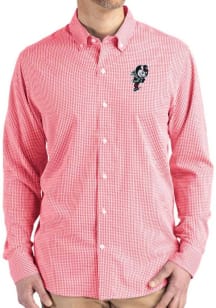 Cutter and Buck Ohio State Buckeyes Mens Red Gingham LS Woven Long Sleeve Dress Shirt