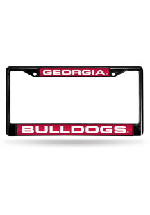 Georgia Bulldogs Black Chrome Laser License Plate Frame - Red