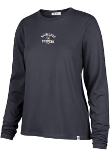 47 Milwaukee Brewers Womens Navy Blue Frankie Micro LS Tee