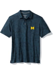 Tommy Bahama Michigan Wolverines Mens Navy Blue Palm Fresco Short Sleeve Fashion Polo