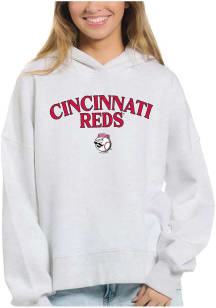 Cincinnati Reds Womens Ash Snuggly Hooded Sweatshirt