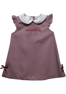 Vive La Fete Harvard Crimson Baby Girls Crimson Gingham Short Sleeve Dress