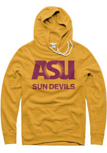 Charlie Hustle Arizona State Sun Devils Mens Gold Primary Logo Long Sleeve Hoodie