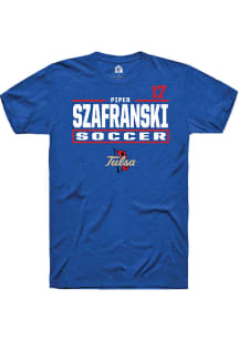 Piper Szafranski  Tulsa Golden Hurricane Blue Rally NIL Stacked Box Short Sleeve T Shirt
