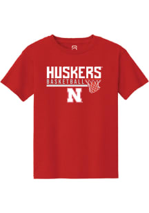 Summit Sportswear Nebraska Cornhuskers Youth Red Hoops Short Sleeve T-Shirt