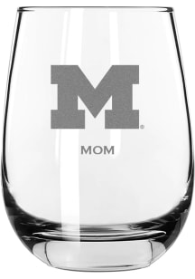 Michigan Wolverines Mom 15oz Stemless Wine Glass - White
