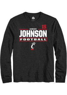 Jamari Johnson Cincinnati Bearcats Black Football NIL Stacked Box Long Sleeve Player T Shirt
