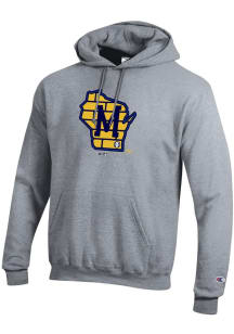 Champion Milwaukee Brewers Mens Grey Powerblend Long Sleeve Hoodie