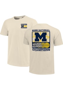 Michigan Wolverines Ivory 2026 Men's Basketball National Champions Stare Down Champions Short Slee..