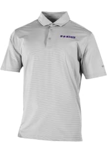 Columbia K-State Wildcats Mens Grey Heat Seal Double Hit Short Sleeve Polo