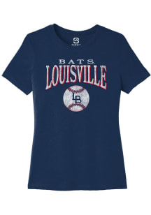 Summit Sportswear Louisville Bats Womens Navy Blue Homerun Short Sleeve T-Shirt