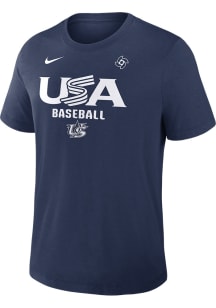 Nike USA Navy Blue Authentic Collection Early Work World Baseball Classic Short Sleeve Fashion T S..