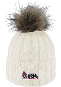 LogoFit Ball State Cardinals Ivory Alps Pom Womens Knit Hat