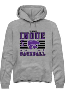 Shintaro Inoue  Rally K-State Wildcats Mens Grey NIL Striped Long Sleeve Hoodie