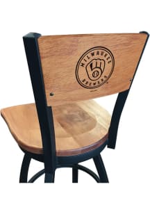 Milwaukee Brewers Wood Seat Maple Back Swivel Pub Stool - Brown