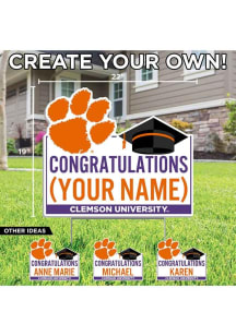 Clemson Tigers Personalized Congratulations Grad Yard Sign - White