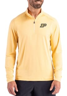 Cutter and Buck Purdue Boilermakers Mens Gold Coastline Long Sleeve Qtr Zip Pullover