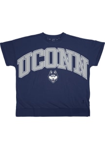 Pressbox UConn Huskies Womens Navy Blue Janise Short Sleeve T-Shirt