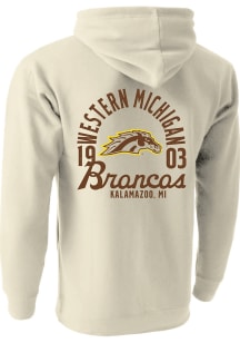Western Michigan Broncos Mens Oatmeal Mascot Overlay Long Sleeve Hoodie