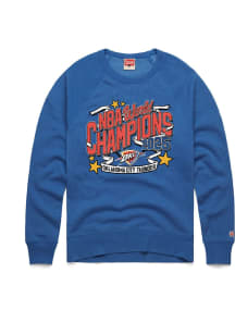 Homage Oklahoma City Thunder Mens Blue 2025 Finals Champions Banner Long Sleeve Fashion Sweatshirt