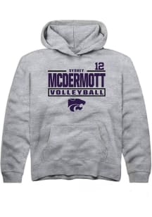 Sydney McDermott Rally K-State Wildcats Youth NIL Stacked Box Long Sleeve Player Hoodie Grey