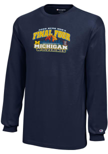 Champion Michigan Wolverines Youth Navy Blue 2026 Men's Basketball Final Four Bound Long Sleeve T-..