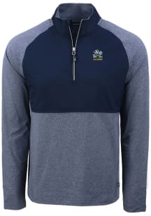Cutter and Buck Notre Dame Fighting Irish Mens Navy Blue Alumni Adapt Eco Hybrid Long Sleeve Qtr Z..