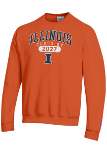 Champion Illinois Fighting Illini Mens Orange Class of 2027 Powerblend Long Sleeve Crew Sweatshirt