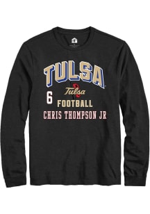 Chris Thompson Jr Tulsa Golden Hurricane Black Football NIL Arch Logo Long Sleeve Player T Shirt