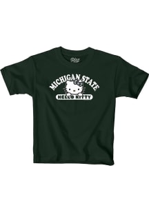 Blue 84 Michigan State Spartans Girls Green Hello Kitty Team Wordmark Short Sleeve Tee