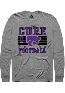 Linkon Cure K-State Wildcats Grey Football NIL Striped Long Sleeve Player T Shirt