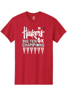 Summit Sportswear Nebraska Cornhuskers Red Big Ten 6x Volleyball Champions Short Sleeve T Shirt