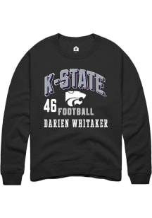 Darien Whitaker K-State Wildcats Mens Black Football NIL Arch Logo Player Crew