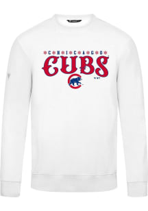 Levelwear Chicago Cubs Mens White Zane Snowflakes Long Sleeve Crew Sweatshirt