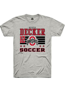 Micayla Decker Ohio State Buckeyes Ash NIL Striped Short Sleeve Player T Shirt
