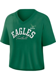 Philadelphia Eagles Womens Kelly Green Option Read Short Sleeve T-Shirt