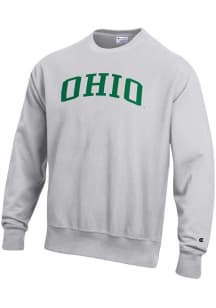 Champion Ohio Bobcats Mens Ash Arch  Reverse Weave Long Sleeve Crew Sweatshirt