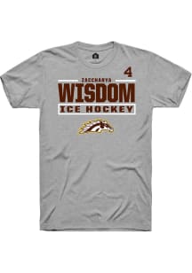 Zaccharya Wisdom Western Michigan Broncos Grey NIL Stacked Box Short Sleeve Player T Shirt