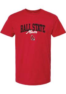 Summit Sportswear Ball State Cardinals Womens Red Mom Short Sleeve T-Shirt