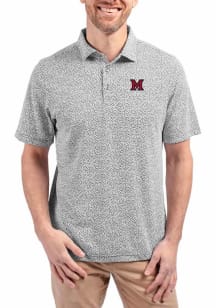 Cutter and Buck Miami RedHawks Mens Black Virtue Eco Pique Botanical Short Sleeve Polo