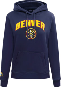 Pro Standard Denver Nuggets Womens Navy Blue Classic Chenille Hooded Sweatshirt