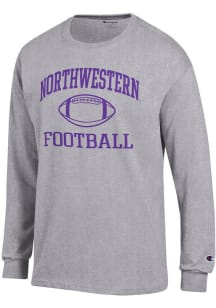 Champion Northwestern Wildcats Grey Football Icon Jersey Long Sleeve T Shirt