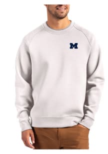 Cutter and Buck Michigan Wolverines Mens Grey Roam Long Sleeve Crew Sweatshirt