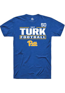 Shep Turk Pitt Panthers Blue Football NIL Stacked Box Short Sleeve Player T Shirt