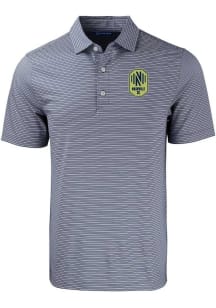 Cutter and Buck Nashville SC Mens Navy Blue Forge Double Stripe Short Sleeve Polo