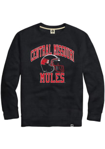 Rally Central Missouri Mules Mens Black Triblend Football Helmet Long Sleeve Crew Sweatshirt