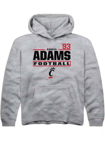 Harris Adams Rally Cincinnati Bearcats Youth NIL Stacked Box Long Sleeve Player Hoodie Grey